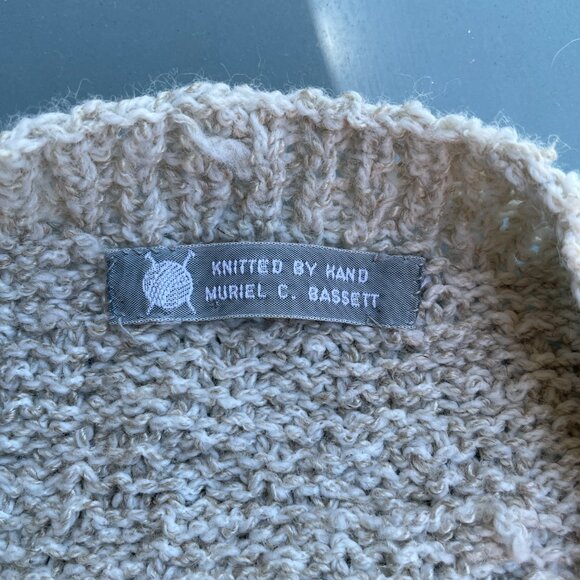 Vintage Sweater Vest 90s Handknit Handmade Cream Sleeveless | Size L/XL - Picture 8 of 8